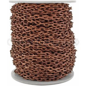 CleverDelights 4x6mm Cable Chain - Antique Copper Color - 100 Feet