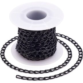 Cheriswelry 16.4 Feet Twisted Bracelet Necklace Chains Black Aluminum Faceted Curb Chains Diamond Cut Cuban Link Chains Unwelded Cross Chains 7x4mm for DIY Craft Keychain Jewelry Making