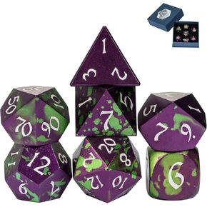 UDIXI Metal Dice Set D&D, 7 Die Metal DND Dice Polyhedral Dice Set for MTG Dungeons and Dragons Role Playing Dice Games (Blue and Black)