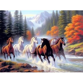 Kaliosy 5D Diamond Art Painting Horse by Number Kits, Paint with Diamonds Art Animal DIY Full Drill, Crystal Craft Cross Stitch Embroidery Decoration 30x40 cm