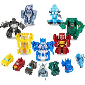 7 Pcs Mini Car Robot Toys, 3 Inch 2 in 1 Model Action Figures, Birthday Party Gifts Favors for Boys Age 5-12