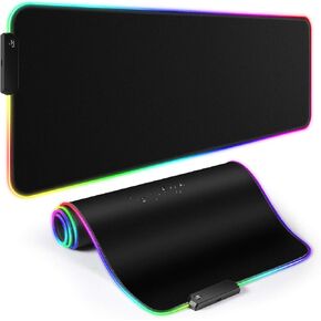 لوحة ماوس YXLILI كبيرة الحجم للوحة المفاتيح والماوس، بساط ماوس RGB ممتد، 12 وضع إضاءة، مقاومة للماء، قاعدة مطاطية غير قابلة للانزلاق XXL للكمبيوتر المكتبي والكمبيوتر المحمول - 31.5 × 12 بوصة