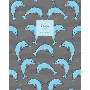 Dolphin Notebook - Ruled Pages - 8x10 - Large: (Grey Edition) Fun notebook 192 ruled/lined pages (8x10 inches / 20.3x25.4 cm / Large Jotter)
