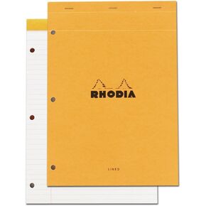 دفاتر ملاحظات Rhodia Staplebound - مبطنة بثلاث فتحات و80 ورقة - 8 1/4 × 11 3/4 بوصة - غطاء برتقالي in Kuwait