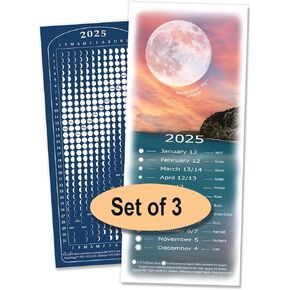 Moon Calendar 2025, MoonMaggy - 3-Set -3 Magnetic Fridge Calendars Plus 3 Moon Over Me Almanac Information Cards