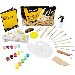 DIBYS at Home Pottery Kit for Adults & Kids | Air Dry Clay Set with Modeling Tools, Paint & Brushes | Clay Sculpting Kit with Step-by-Step Guide | Creative Craft Gifts & Kits | DIY Ceramic Kit