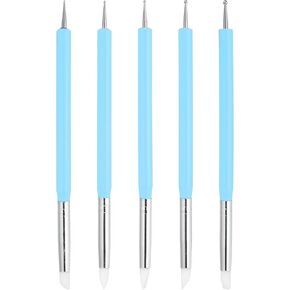 PATIKIL Ball Embossing Stylus, 5 Pcs Embossing Tracing Stylus Silicone Clay Sculpting Tool Nail Dotting Tool for Nail Design Transfer Drawing Craft, Black