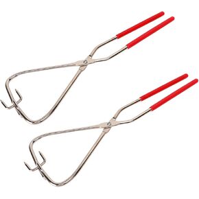 Dipping Tongs Glazing Tools, 2 Pcs Stainless Steel Dipping Tong Pottery Tools with Comfortable Red Rubber Handles Clay Sculpture Tongs Small Pliers for Pottery Polymer Clay Glaze, Clay Modeling