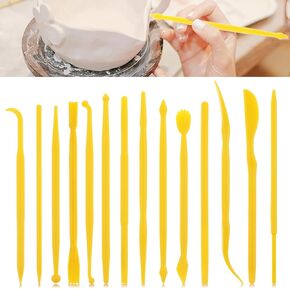 Piriuuo 14 Pcs Plastic Polymer Clay Tools Air Dry Clay Tools Double-Ended Polymer Clay Modeling Sculpting Tool Mini Pottery Clay Carving Tools for Styling Embossing Artwork DIY Crafts