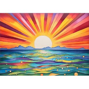 Sanjee Diamond Painting Kits Sunrise for Adults, Diamond Art Kits for Beginner, 5D DIY Round Full Drill Diamond Dots Paintings Diamond Painting for Home Wall Decoration Gift, 12x16inch