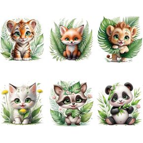 ijbnhd 6 Pack Animals Diamond Painting Kits for Adults, Animals-Leaves Diamond Art Kits for Beginners DIY Full Drill Round Paint with Diamonds Gem Art for Home Wall Decor 8 x 8 in
