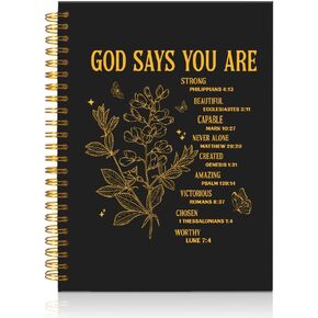 God Says You Are Funny Black Golden Spiral Notebook, Christmas Prayer Journal Gifts, Positive Affirmations Notebook Gifts, Christian Religious Gifts for Coworker Family Boss Friend