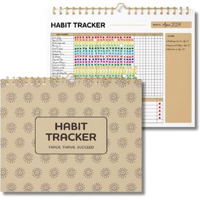 VEX ECOM LTD. Smiley Habit Tracker Calendar - 12 Months Undated Daily Weekly Period Tracker, Motivational Goal & Planner for Atomic Habits, Spiral Binding Self Care Journal, 8"x10"