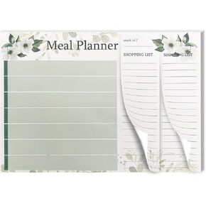 Meal Planner and Grocery List, For Weekly Meal Planner Grocery List, Magnet Pad for Fridge To Do List Notepad, 52 Undated Sheets Meal Planning Pad with 104 Tear Off Shopping List (flowers)
