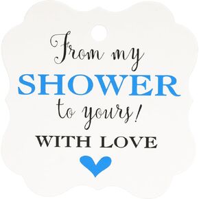 G2PLUS 100PCS Shower with Love Tags, from My Shower to Yours Tags, Personalized Wedding Favors Tags, Shower with Love Gift Tags with String for Baby Shower, Gender Reveal, Birthday Party Favors