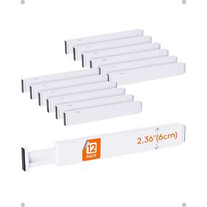 Lifewit 5 Pack Drawer Dividers 4" High, 11-17" Adjustable Dresser Drawer Organizers for Clothes, Expandable Dresser Separators in Bedroom/Bathroom/Kitchen/Vanity/Office Organization and Storage, White