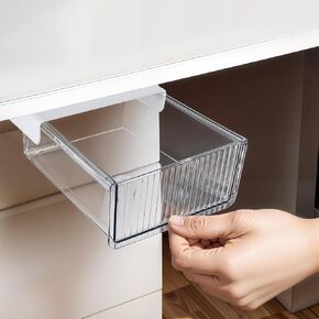 Under Desk Storage Drawers Self-Adhesive Drawer Organizer for Under Desk Hidden Table Drawer Slide Out Office Stick on Desk Drawer Attachment Plastic Pencil Drawer Under Desk