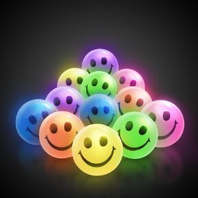12 Pieces LED Light Up Smiley Face Emoticon Bouncing Balls