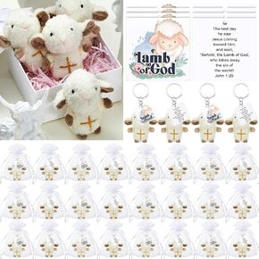 Shappy 3 Pcs Mini Plush Lambs Nativity Plush Lamb of God Sheep Stuffed Animal Religious Stuffed Animal Christmas Decorations Christian Toys Gifts for First Communion Christening Easter Christmas