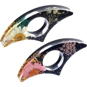 cobee Dried Flower Book Holder, 2 Pcs Handmade Thumb Book Page Holder Resin Reading Accessories Ring Book Opener Floral Bookmark for Teachers Book Lovers(White,Black,Pink) in Kuwait