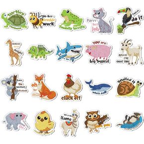 Umigy 20 Pcs Animal Diamond Magnets Painting Cute Fridge Magnet Diamond Art Kits for Adults Diamond Art Kits for Home Decor Small Diamond Art Crafts