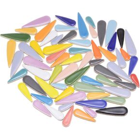 uxcell Ceramic Mosaic Tiles, 500g Teardrop Flower Leaves Tiles Mosaic Blocks for Art Craft and Home Decorations, Mixed Color