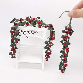 Dollhouse Flower Vines Delicate and Beautiful Dollhouse Garden Decoration Resin for Swing Easel (Red Rose)