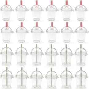 Mini Transparent Coffee Cups Miniature Ice Cream Cups for Keychain DIY Crafts and Doll House Accessories Toys (26PCS)
