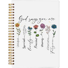God Says You Are Inspirational Christian Notebook Journal, Bible Journal Notebooks for Note Taking, Christian Gifts for Women Faith, Faith Based Gifts, Floral Spiral Notebook 5.5x8.3 Inch