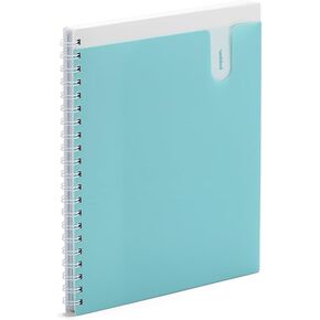 Poppin Small Spiral Notebook, 6" x 8.5" College Ruled Notebook, Translucent Front Cover Pocket for Added Storage, 80 Sheets, Easy Tear Pages (Aqua, Small Notebook)