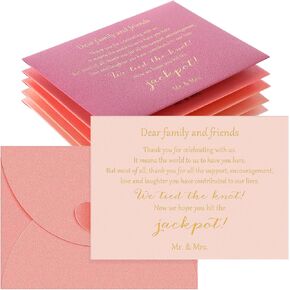 100 Pack Lottery Ticket Holders Pink Invitation Envelopes Lottery Ticket Envelopes Wedding Favors for Guests Cute Envelope Holder with Heart Shaped Clasp for Bridal Shower, 4.3 x 3.15 Inches