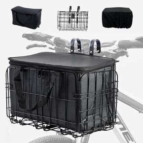 Bike Rear Basket Folding Bike Rack Basket with Removable Liner Bag and Quick Release Design Bicycle Bike Basket for Adult Carring Dogs,Pets,Cargo