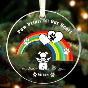 Pet Memorial Gifts for Loss of Dog, Hanging Glass Dog Sympathy Bereavement Remembrance Passing Away Gifts Rainbow Angel Dog Loss Gift
