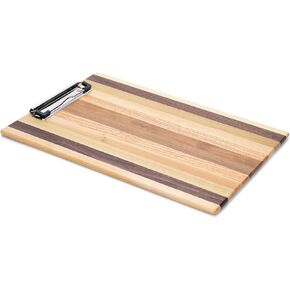 Elanze Designs 820 Office Classroom Art Striped Brown 13 x 9 Inch Natural Wood Low Profile Drawing Clipboard