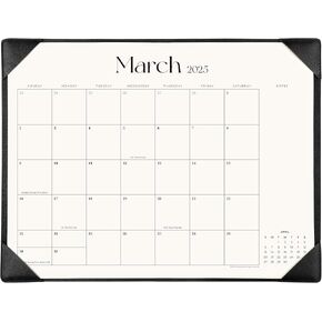 Simplified Desk Calendar 2025-2026 with Desktop Mat, Cabbrix Large Desk Pad Calendar 21" x 16-1/2" Runs From Now to June 2026, Desk Blotter Calendar for Home School and Office (Brown)