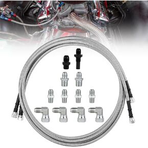 Braided Lines Transmission Cooler - Upgraded 6AN 52-Inch Black Nylon Braided Cooler Lines, Compatible with TH350 700R4 TH400 NP-700RTL 3L80, Cooler Line for Chevy Ford Mopar GM Buick