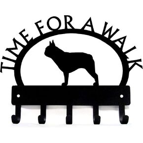French Bulldog Time for a Walk Dog Leash Hanger & Key Holder - Made in USA; Wall Mounted Holder
