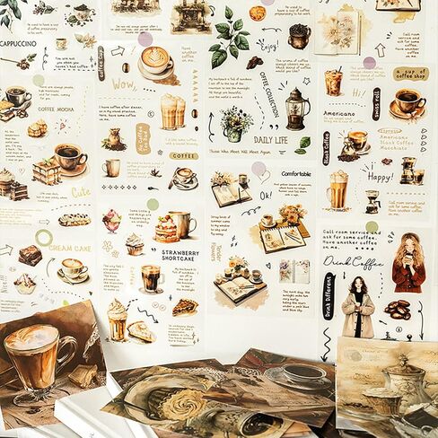 20 ورقة من ملصقات القهوة العتيقة لمستلزمات المجلات غير المرغوب فيها، ملصقات واشي لأظرف مخططات اليوميات، ملصقات PET مقاومة للماء لأجهزة الكمبيوتر المحمولة، والمصدات، وزجاجات المياه، وأجهزة الكمبيوتر، والهواتف المحمولة in Kuwait