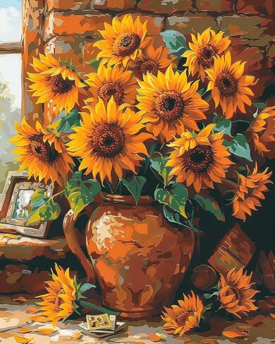 shinefly Paint by Numbers Kit for Adults Kids, 16x20 Canvas Acrylic Paint Without Frame, Flowers Artwork for Beginner, Jasmine in Saudi Arabia