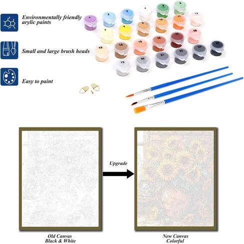 shinefly Paint by Numbers Kit for Adults Kids, 16x20 Canvas Acrylic Paint Without Frame, Flowers Artwork for Beginner, Jasmine in Saudi Arabia