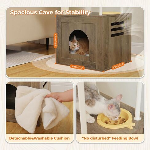PAWZ Road Large Cat Tree, 51 Inches Wooden Cat Tower with Double Condos, Large Perch,Soft Hammock and Totally Wrapped Sisal Posts for Large Indoor Cats-Beige in Saudi Arabia