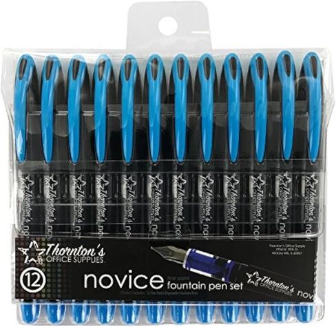Thornton's OFFICE SUPPLIES مجموعة أقلام حبر فيروزية رفيعة يمكن التخلص منها من 12 قلم TOS-DFPTUR12F للكتابة السلسة - هدية للفنانين المبتدئين in Kuwait