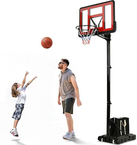 DWVO Portable Basketball Hoop for Outside, 4.4-8.5FT Adjustable Height Basketball Goal Outdoor for All Ages, Improved Protrusive Backboard, Basketball System In Ground with Weighted Bag Gift in Saudi Arabia
