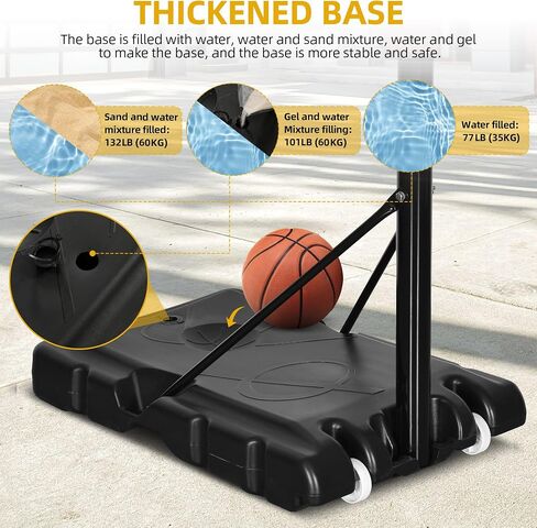 DWVO Portable Basketball Hoop for Outside, 4.4-8.5FT Adjustable Height Basketball Goal Outdoor for All Ages, Improved Protrusive Backboard, Basketball System In Ground with Weighted Bag Gift in Saudi Arabia