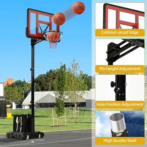 DWVO Portable Basketball Hoop for Outside, 4.4-8.5FT Adjustable Height Basketball Goal Outdoor for All Ages, Improved Protrusive Backboard, Basketball System In Ground with Weighted Bag Gift in Saudi Arabia