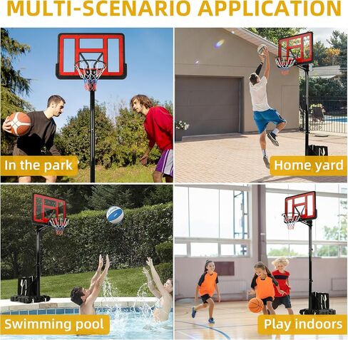 DWVO Portable Basketball Hoop for Outside, 4.4-8.5FT Adjustable Height Basketball Goal Outdoor for All Ages, Improved Protrusive Backboard, Basketball System In Ground with Weighted Bag Gift in Saudi Arabia