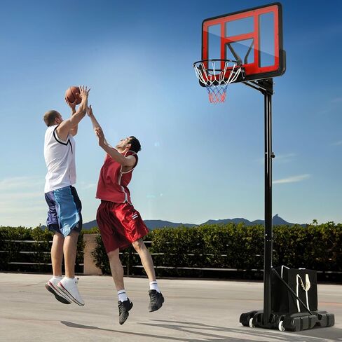 DWVO Portable Basketball Hoop for Outside, 4.4-8.5FT Adjustable Height Basketball Goal Outdoor for All Ages, Improved Protrusive Backboard, Basketball System In Ground with Weighted Bag Gift in Saudi Arabia