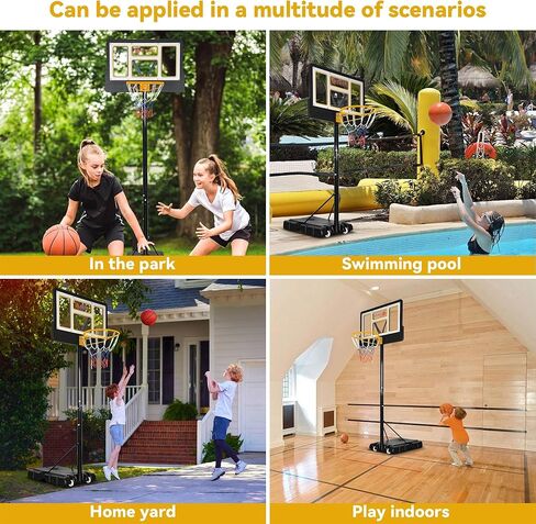 DWVO Portable Basketball Hoop for Outside, 4.4-8.5FT Adjustable Height Basketball Goal Outdoor for All Ages, Improved Protrusive Backboard, Basketball System In Ground with Weighted Bag Gift in Saudi Arabia