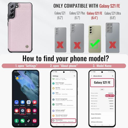 حافظة Vinich لهاتف Samsung Galaxy S21 FE مع حامل بطاقات، حافظة محفظة لهاتف Samsung S21 FE للنساء والرجال مع خاصية حجب RFID، حافظة هاتف متينة مقاومة للصدمات لهاتف Galaxy S21 FE 5G، أرجواني in Saudi Arabia