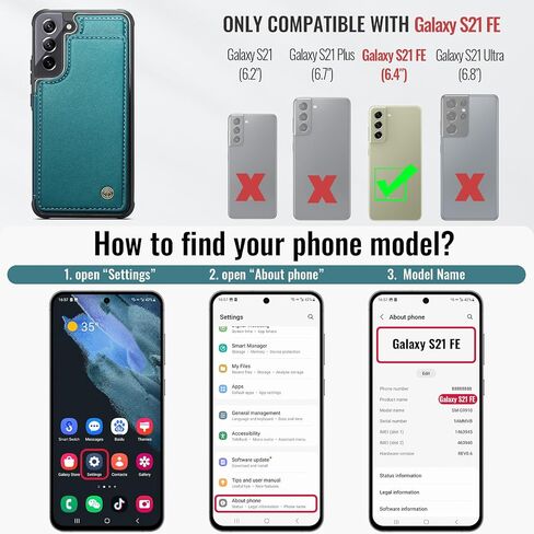 حافظة Vinich لهاتف Samsung Galaxy S21 FE مع حامل بطاقات، حافظة محفظة لهاتف Samsung S21 FE للنساء والرجال مع خاصية حجب RFID، حافظة هاتف متينة مقاومة للصدمات لهاتف Galaxy S21 FE 5G، أرجواني in Kuwait